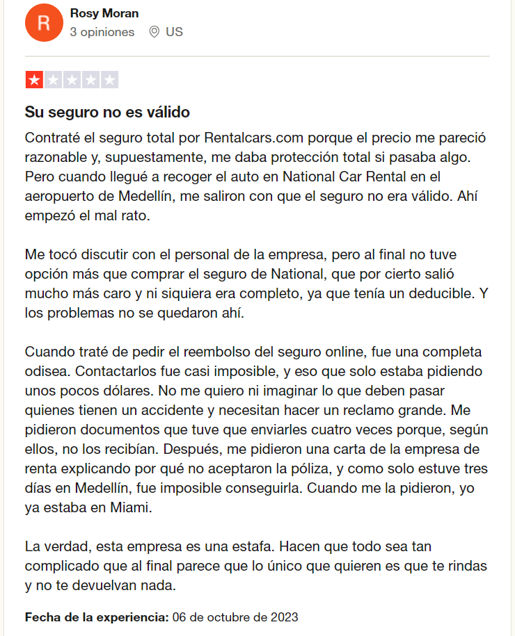 No compres seguros en RentalCars
